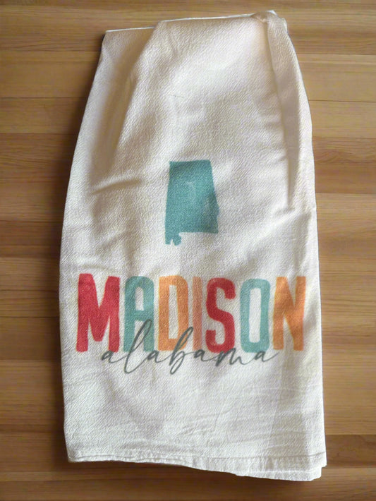 Colorful State and City Tea Towel