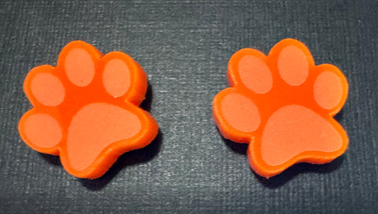 Orange Paw Stud Earrings