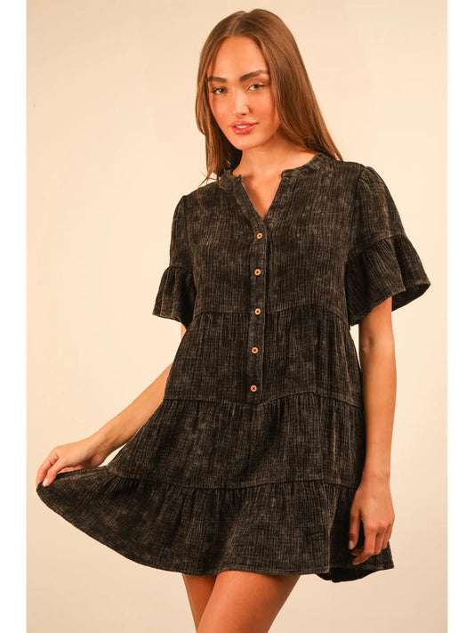 Mineral Washed Woven Mini Dress
