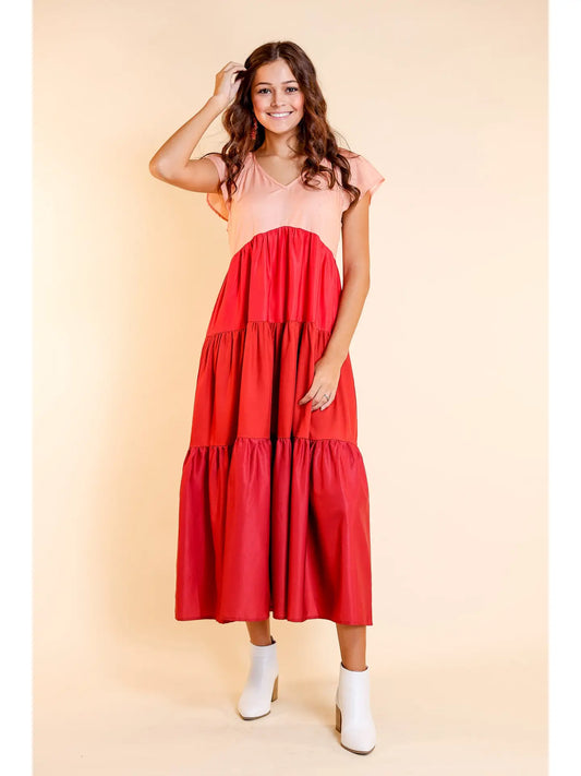 Red Tiered Maxi Dress
